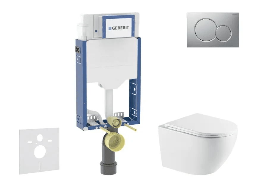 Geberit SANI15CA2106 - Set předstěnové instalace, klozetu Oudee a sedátka softclose, tlačítko Sigma01, lakovaný matný chrom