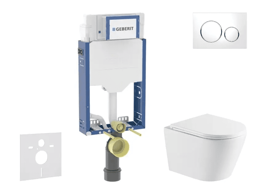 Geberit SANI15CA3147 - Set předstěnové instalace, klozetu Nefia a sedátka softclose, tlačítko Sigma20, bílá/chrom