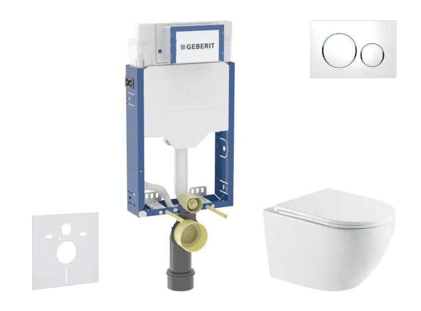 Geberit SANI15CA3153 - Set předstěnové instalace, klozetu Oudee a sedátka softclose, tlačítko Sigma20, bílá/chrom
