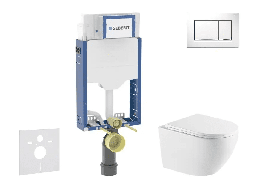 Geberit SANI15CA3154 - Set předstěnové instalace, klozetu Oudee a sedátka softclose, tlačítko Sigma20, bílá/chrom