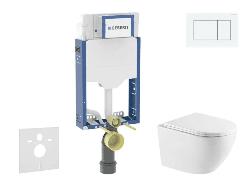 Geberit SANI15CA3157 - Set předstěnové instalace, klozetu Oudee a sedátka softclose, tlačítko Sigma20, bílá/bílá mat
