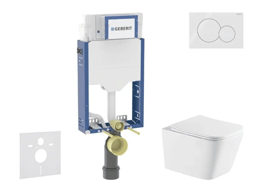 Geberit SANI15CA3164 - Set předstěnové instalace, klozetu Arkas I a sedátka softclose, tlačítko Sigma01, alpská bílá