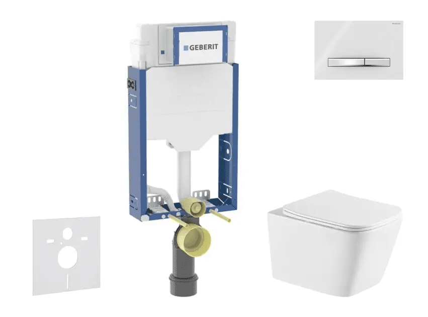 Geberit SANI15CA3168 - Set předstěnové instalace, klozetu Arkas I a sedátka softclose, tlačítko Sigma50, chrom/alpská bílá