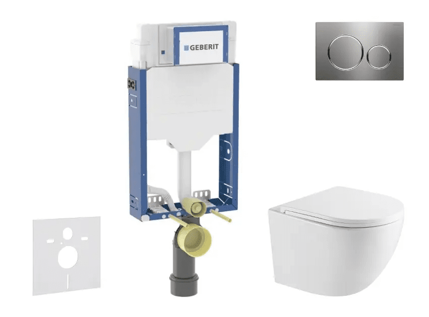 Geberit SANI15CA6108 - Set předstěnové instalace, klozetu Oudee a sedátka softclose, tlačítko Sigma20, nerez