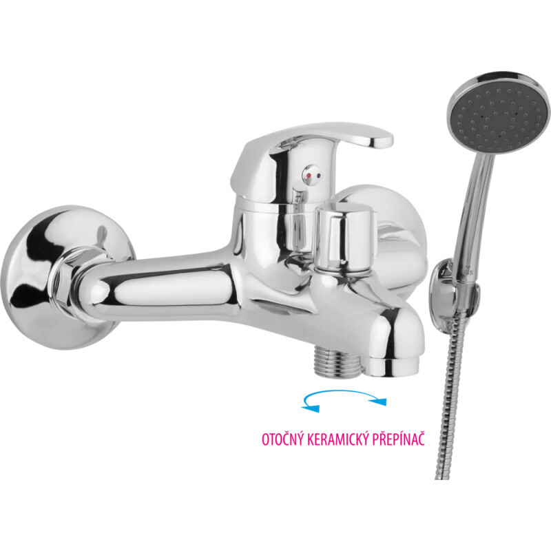 JB Sanitary A10 51 01 — Vanová nástěnná baterie SLIM 150 mm, s otočným přepínačem s příslušenstvím