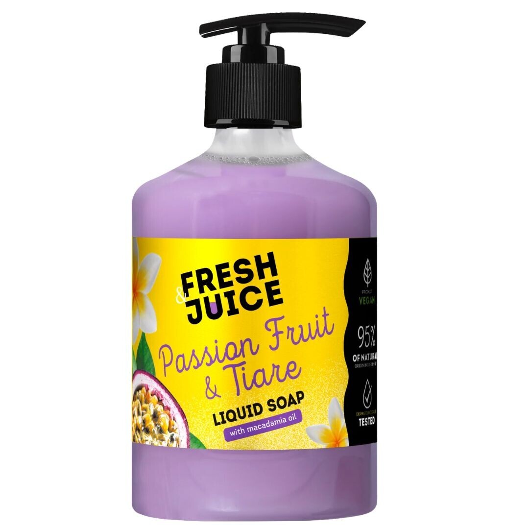 Fresh Juice Liquid Soap - tekuté mýdlo, 460 ml Passion Fruit & Tiare - mučenka a květiny tiare (s makadamiovým olejem)