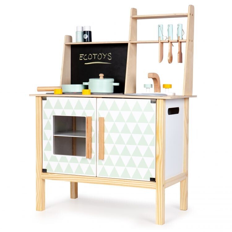 Ecotoys Ecotoys Dětská dřevěná kuchyňka s tabulí