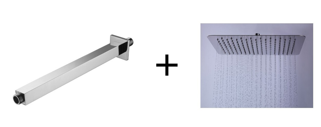 HOPA Hlavová sprcha ETNA PLUS 50 cm +  Držák hlavové sprchy ze stropu, hranatý