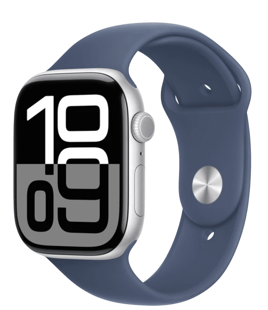 APPLE Watch Series 10 Cellular 46mm Stříbrný hliník s denimovým sportovním řemínkem M/L