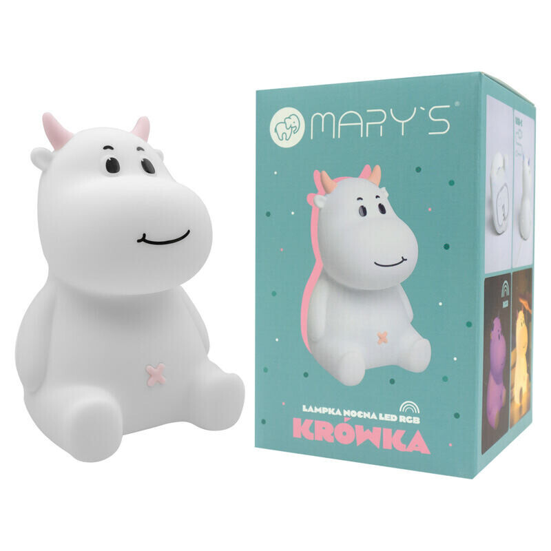 Mary's LED Silikonová noční lampička RGB kravička růžová