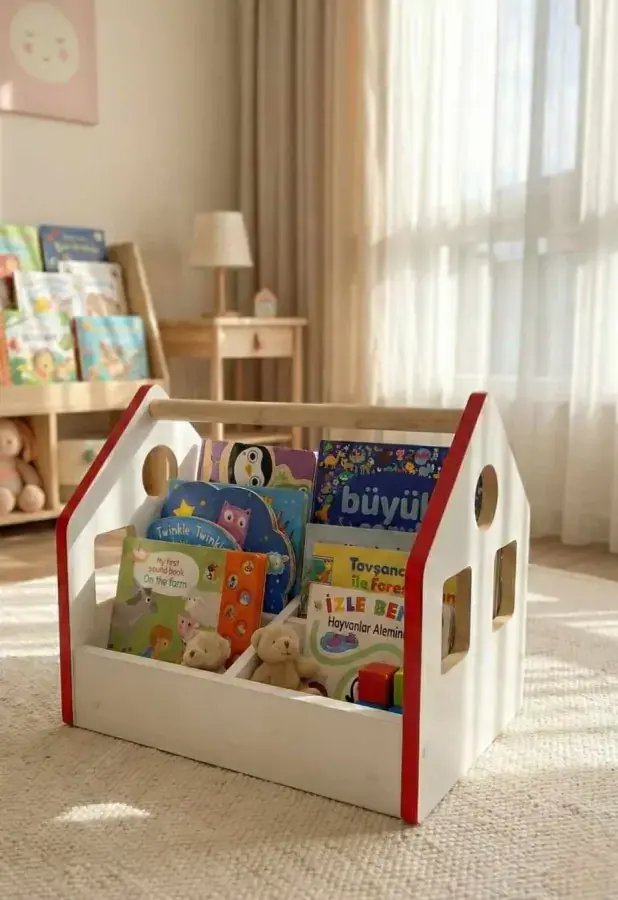 Casarredo Dětský regál na knížky ARTC - červená/bílá