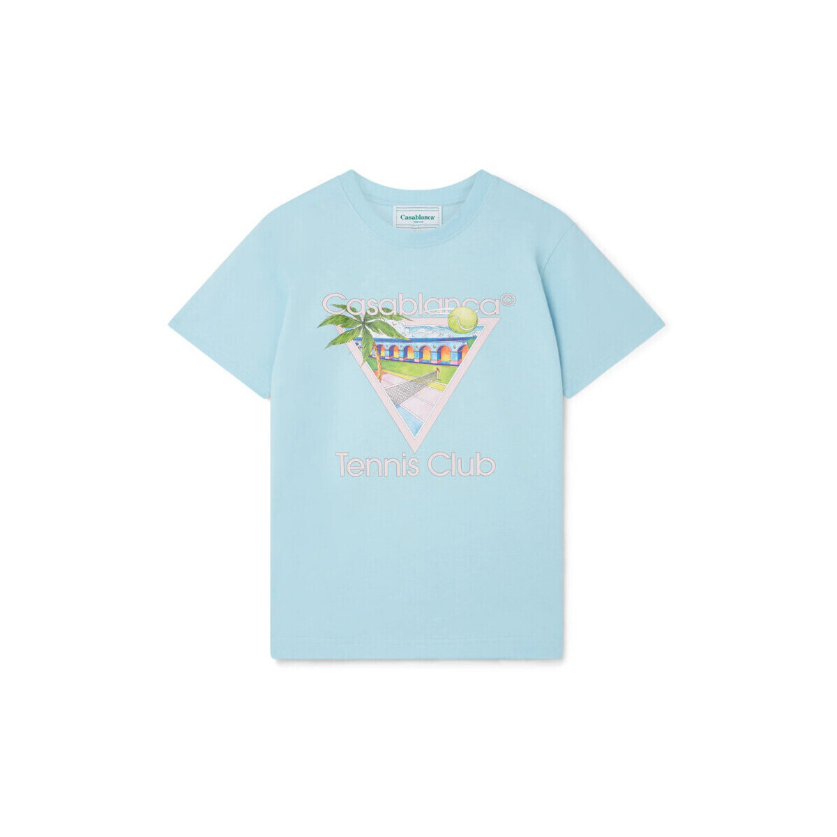 Casablanca  T-SHIRT TENNIS CLUB ICON SCREEN PRINTED PALE BLUE  Zelená