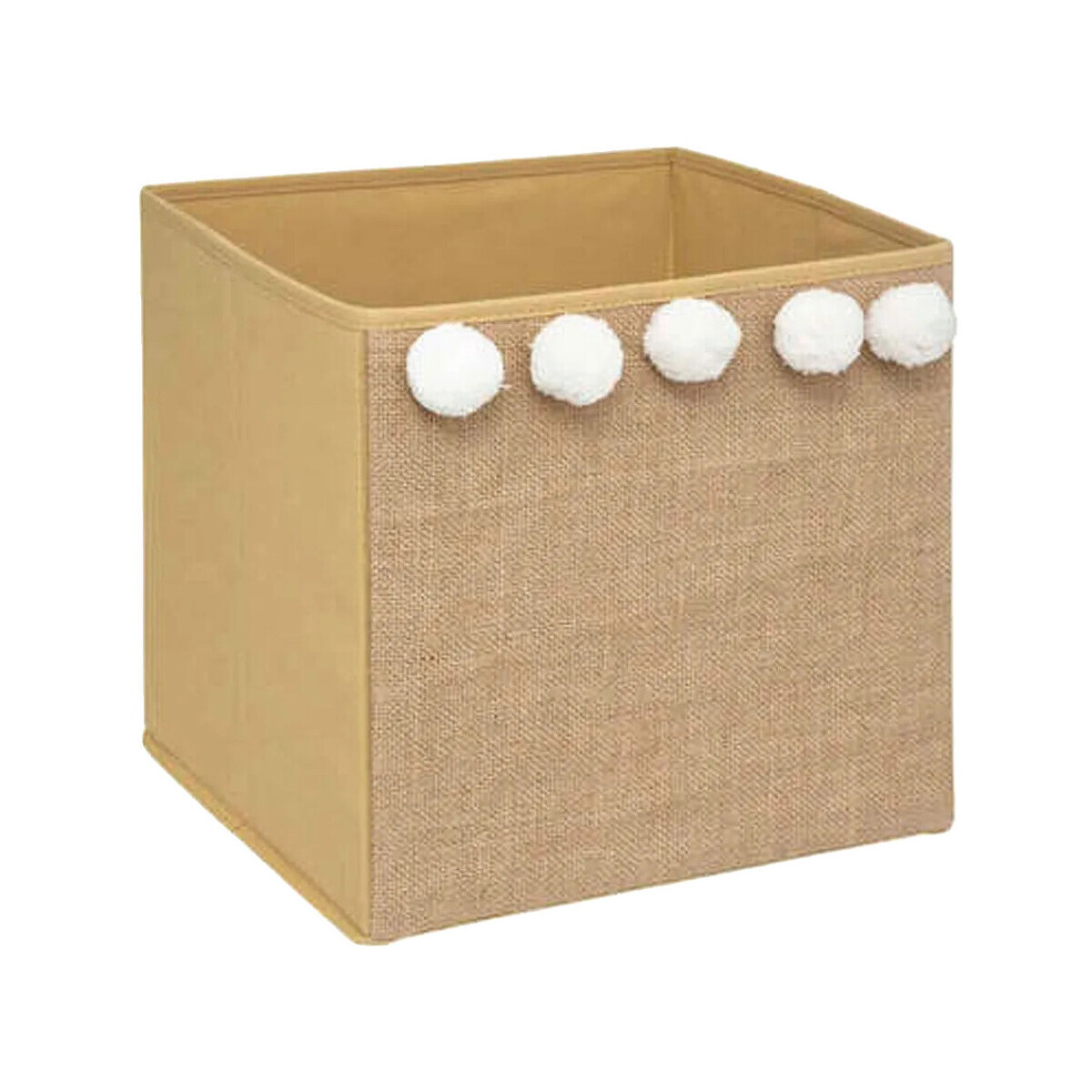 Atmosphera Panier pompons couleur beige Béžová