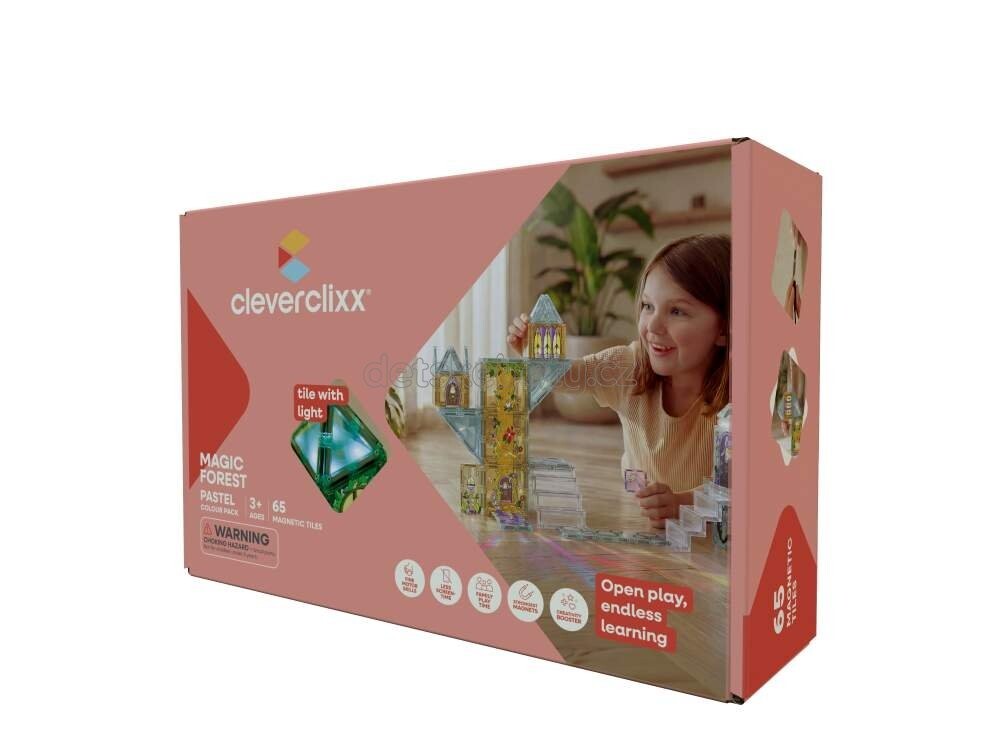 Cleverclixx Magnetická stavebnice Kouzelný les Pastel 65 ks