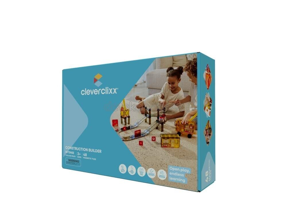 Cleverclixx Magnetická stavebnice Staveniště Intense 48 ks