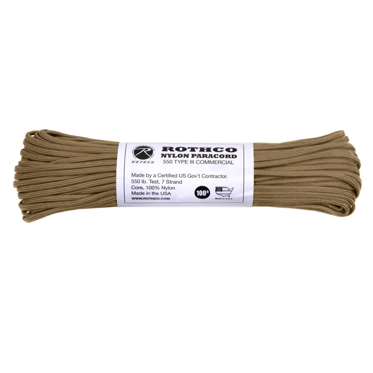 Paracord nylonový Rothco 550LB průměr 4 mm 30 m - coyote