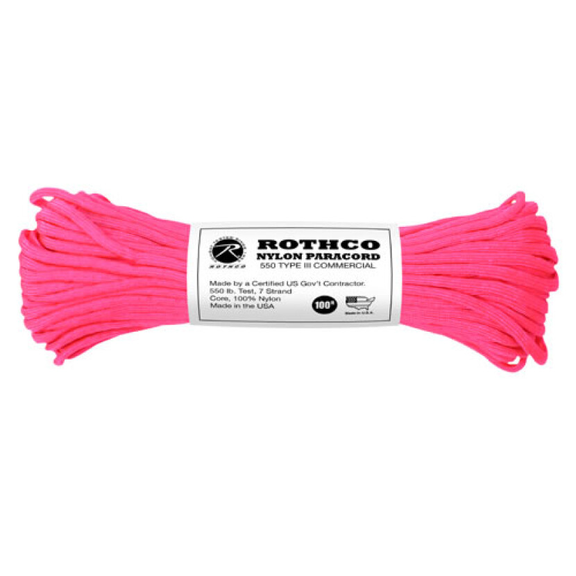 Paracord nylonový Rothco 550LB průměr 4 mm 30 m - růžový