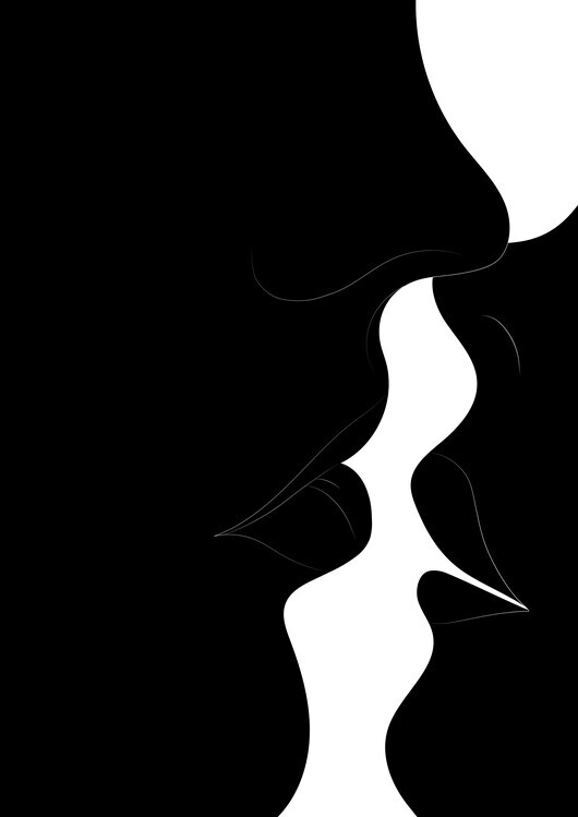 Nordic Creators Plakát, Obraz - Just a little kiss black, Nordic Creators, 30 × 40 cm