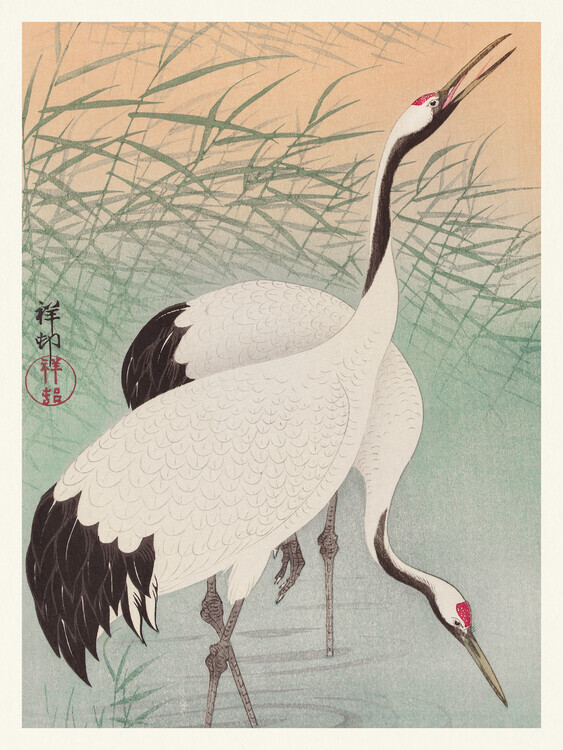 Ohara Koson Plakát, Obraz - Two Cranes, Ohara Koson, 30 × 40 cm