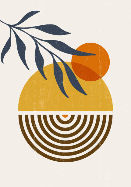 Tolchik Plakát, Obraz - Abstract  Sun print boho minimalist, Tolchik, 26.7 × 40 cm