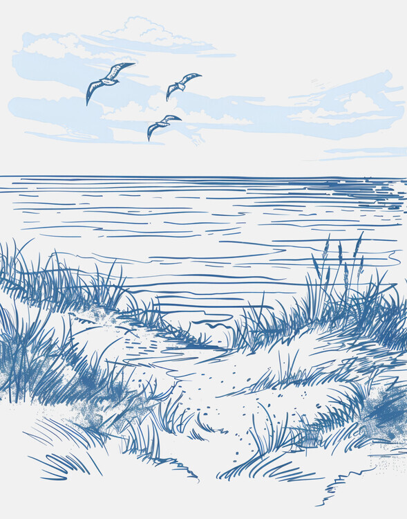 Jolly and Dash Plakát, Obraz - Seascape Sketch Jolly and Dash, 30 × 40 cm