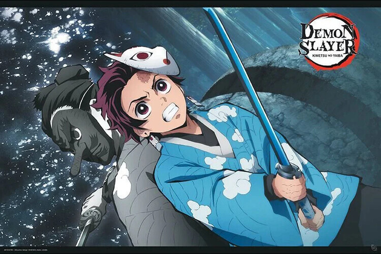 ABY STYLE Plakát, Obraz - Demon Slayer: Kimetsu no Yaiba - Tanjiro Kamado & Sakonji Urokodaki, 91.5 × 61 cm