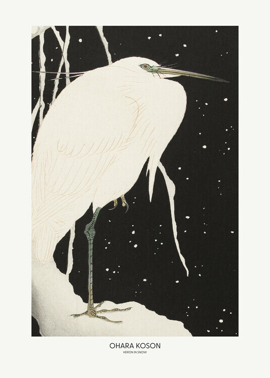 Ohara Koson Plakát, Obraz - Heron In The Snow, Ohara Koson, 30 × 40 cm