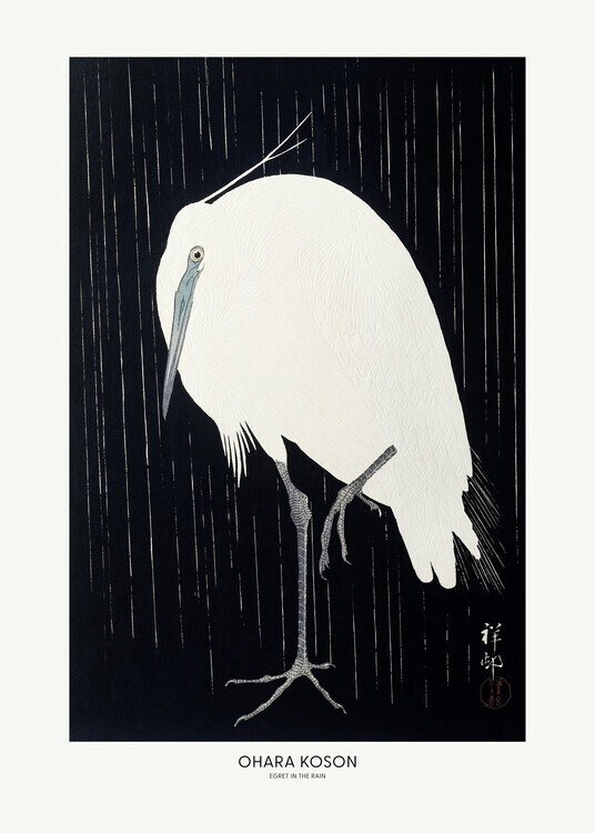 Ohara Koson Plakát, Obraz - Egret In The Rain, Ohara Koson, 30 × 40 cm