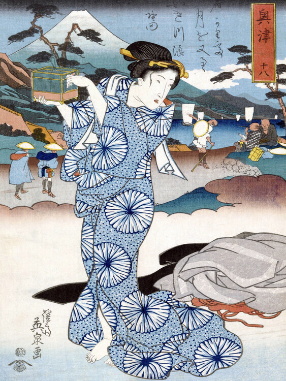 Keisai Eisen Plakát, Obraz - Japanese Woman (1830) Vintage Woodblock Print, Keisai Eisen, 30 × 40 cm