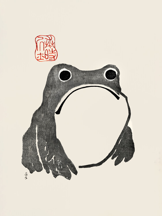 Matsumoto Hoji Plakát, Obraz - Grumpy Frog I Black, Matsumoto Hoji, 30 × 40 cm