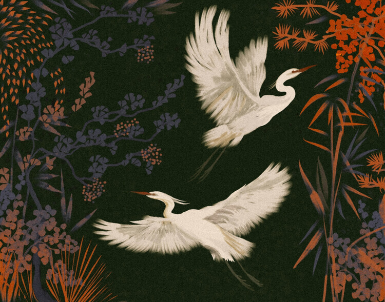 Josie George Plakát, Obraz - Elegant Egrets Flight, Josie George, 40 × 30 cm