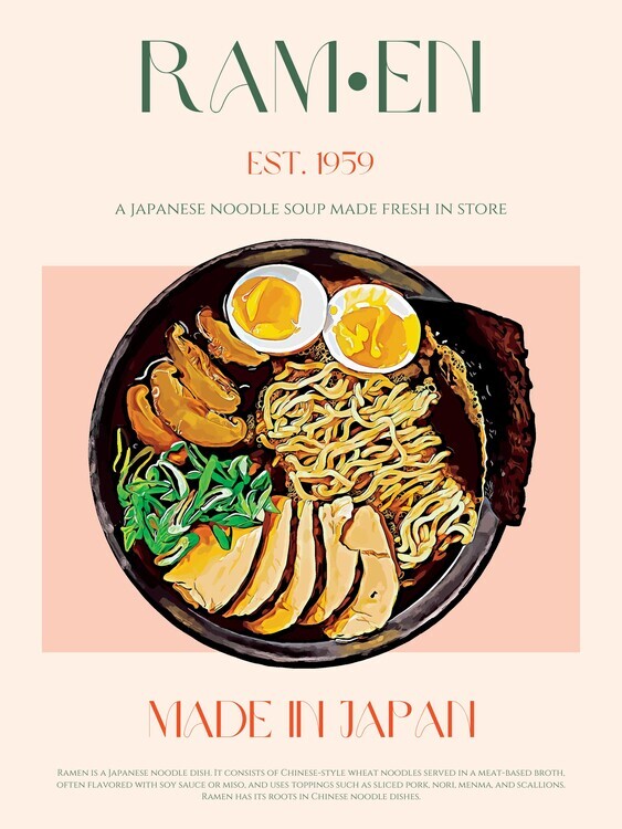 Nazma Khokhar Plakát, Obraz - Savoring Japanese Ramen Bowl, Nazma Khokhar, 30 × 40 cm