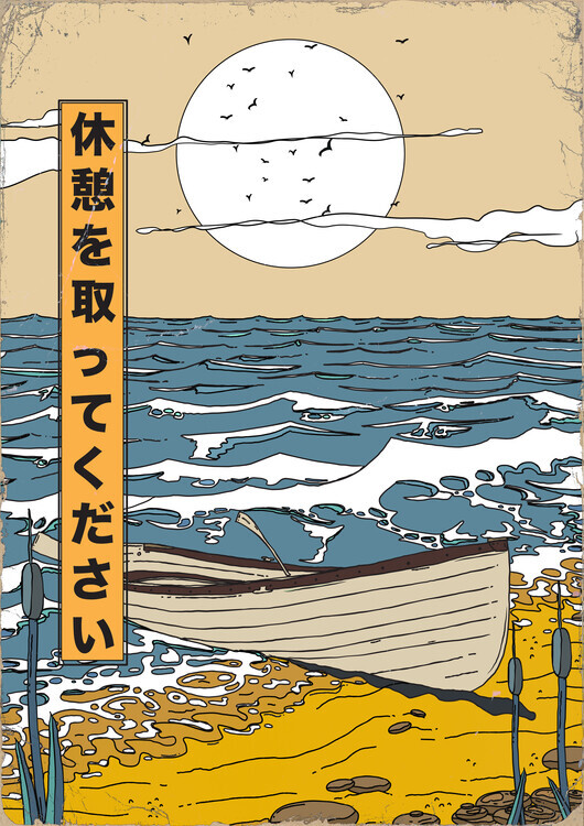 Nicholas Plakát, Obraz - Japanese Beach Relaxation, Nicholas, 30 × 40 cm
