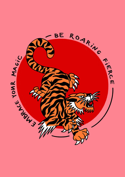 Alexandra Ramirez Plakát, Obraz - Roaring Fierce Tiger, Alexandra Ramirez, 30 × 40 cm