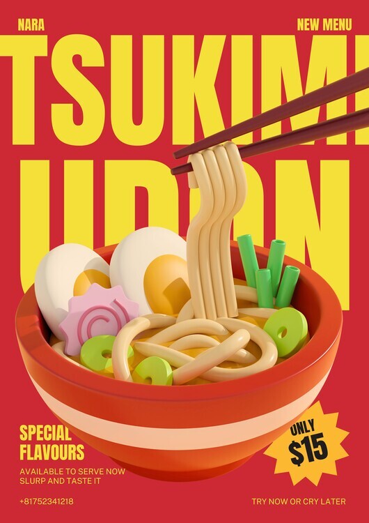 Julia Ramiro Plakát, Obraz - Delicious Japanese Udon, Julia Ramiro, 30 × 40 cm