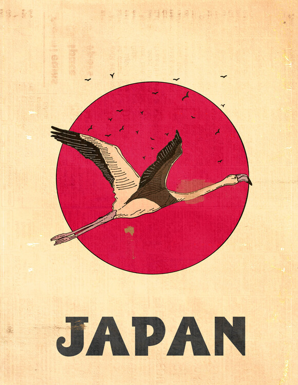 Nicholas Plakát, Obraz - Flying Flamingo Japan, Nicholas, 30 × 40 cm