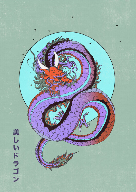 Nicholas Plakát, Obraz - Japanese Purple Dragon, Nicholas, 30 × 40 cm