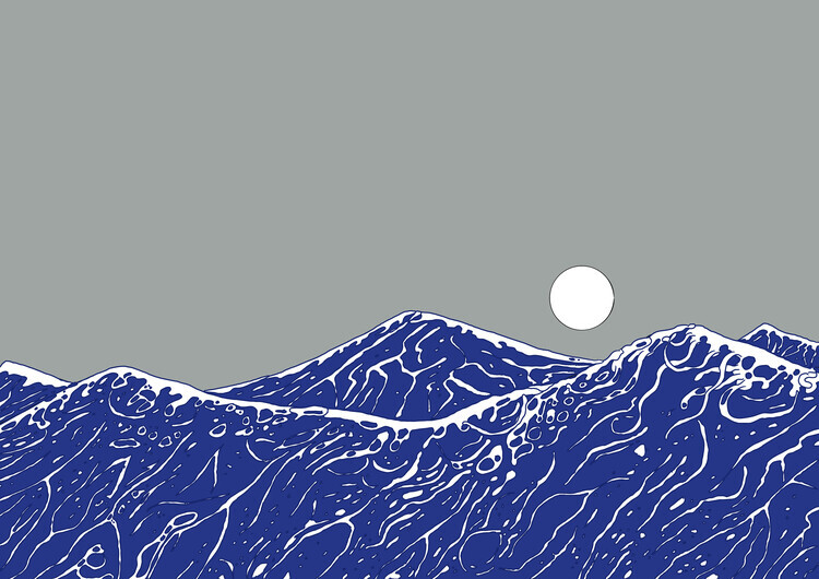 Nicholas Plakát, Obraz - Blue Ocean White Moon, Nicholas, 40 × 30 cm