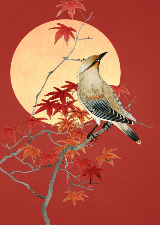 Marja van den Hurk Plakát, Obraz - Elegant Bird Autumn Moon, Marja van den Hurk, 30 × 40 cm