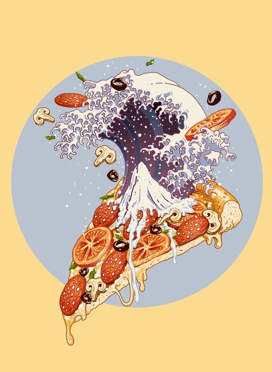 Adam Lawless Plakát, Obraz - Surreal Pizza Wave, Adam Lawless, 30 × 40 cm