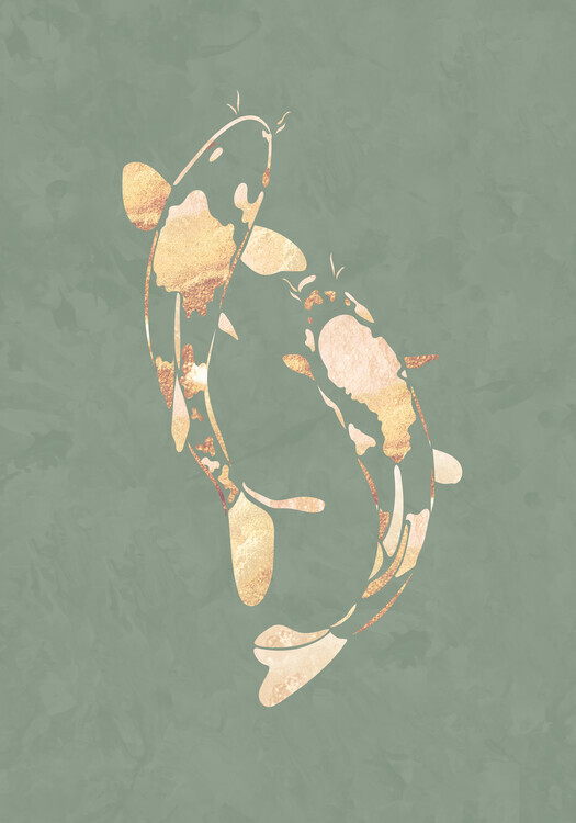 Sarah Manovski Plakát, Obraz - Elegant Gold Koi, Sarah Manovski, 26.7 × 40 cm