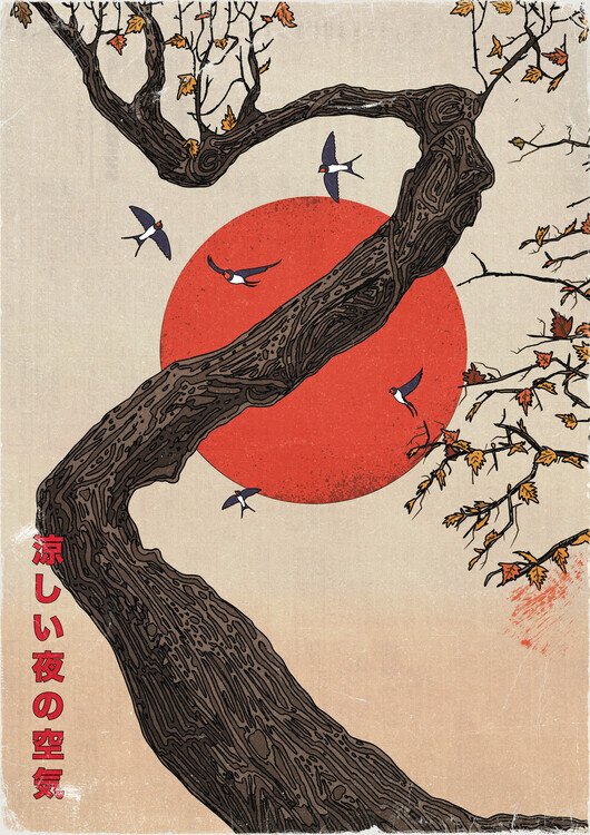 Nicholas Plakát, Obraz - Red Sun Tree Swallows, Nicholas, 30 × 40 cm