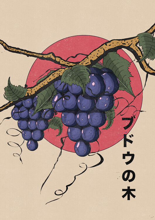 Nicholas Plakát, Obraz - Vintage Japanese Grapes, Nicholas, 30 × 40 cm
