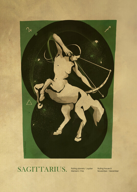 Dion Gem Plakát, Obraz - Sagittarius Centaur Archer, Dion Gem, 30 × 40 cm