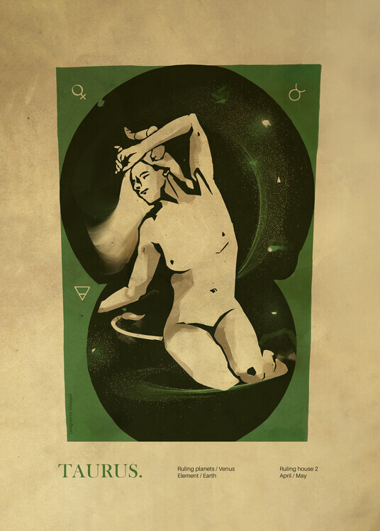 Dion Gem Plakát, Obraz - Cosmic Taurus Goddess, Dion Gem, 30 × 40 cm