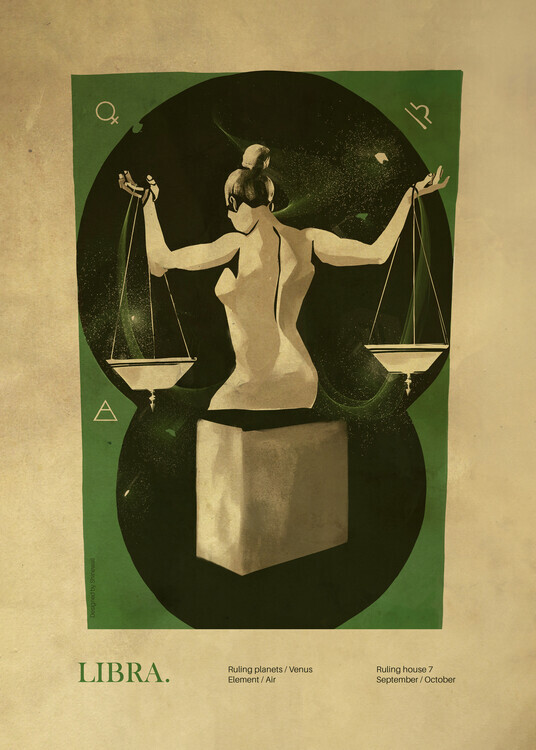 Dion Gem Plakát, Obraz - Celestial Libra Scales, Dion Gem, 30 × 40 cm