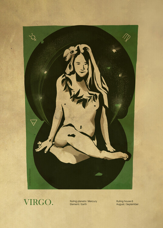 Dion Gem Plakát, Obraz - Virgo Zodiac Woman, Dion Gem, 30 × 40 cm