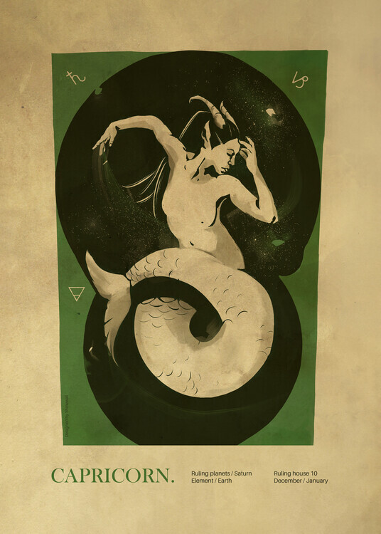 Dion Gem Plakát, Obraz - Capricorn print, Dion Gem, 30 × 40 cm