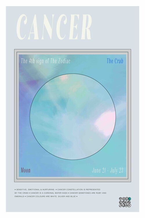 casa cartissi Plakát, Obraz - Cancer Zodiac Moon, casa cartissi, 26.7 × 40 cm