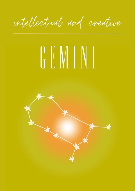 Amelie Plakát, Obraz - Gemini Zodiac Print Art, Amelie, 30 × 40 cm